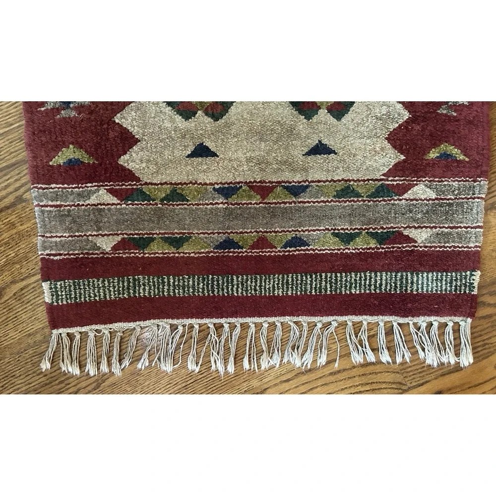 Vintage Soft Hand-Woven Geometric Tribal Pattern Rug 21x36 inches